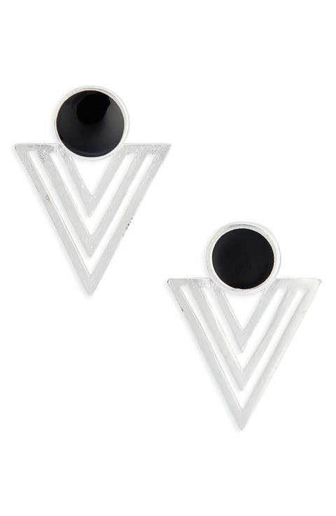 Enamel Triangular Drop Earrings