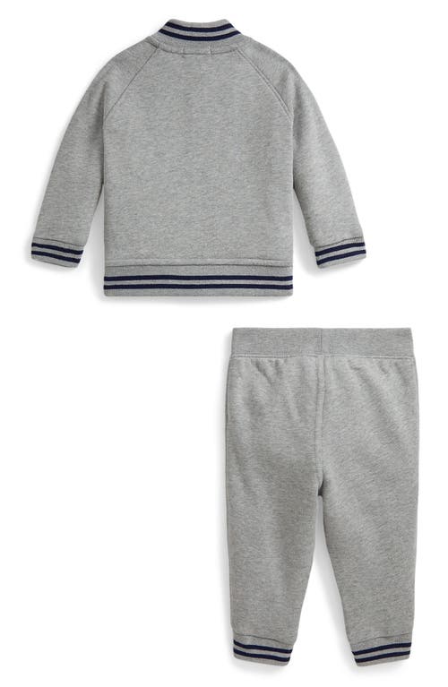 Ralph Lauren Fleece Baseball Jacket & Jogger Pant In Gray