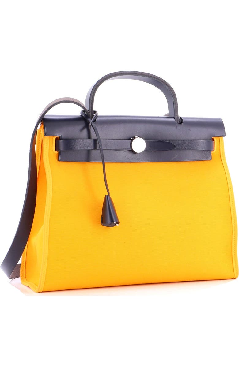 Pre-Owned Hermes Herbag Zip Leather and Toile 31, Alternate, color, Jaune D'or