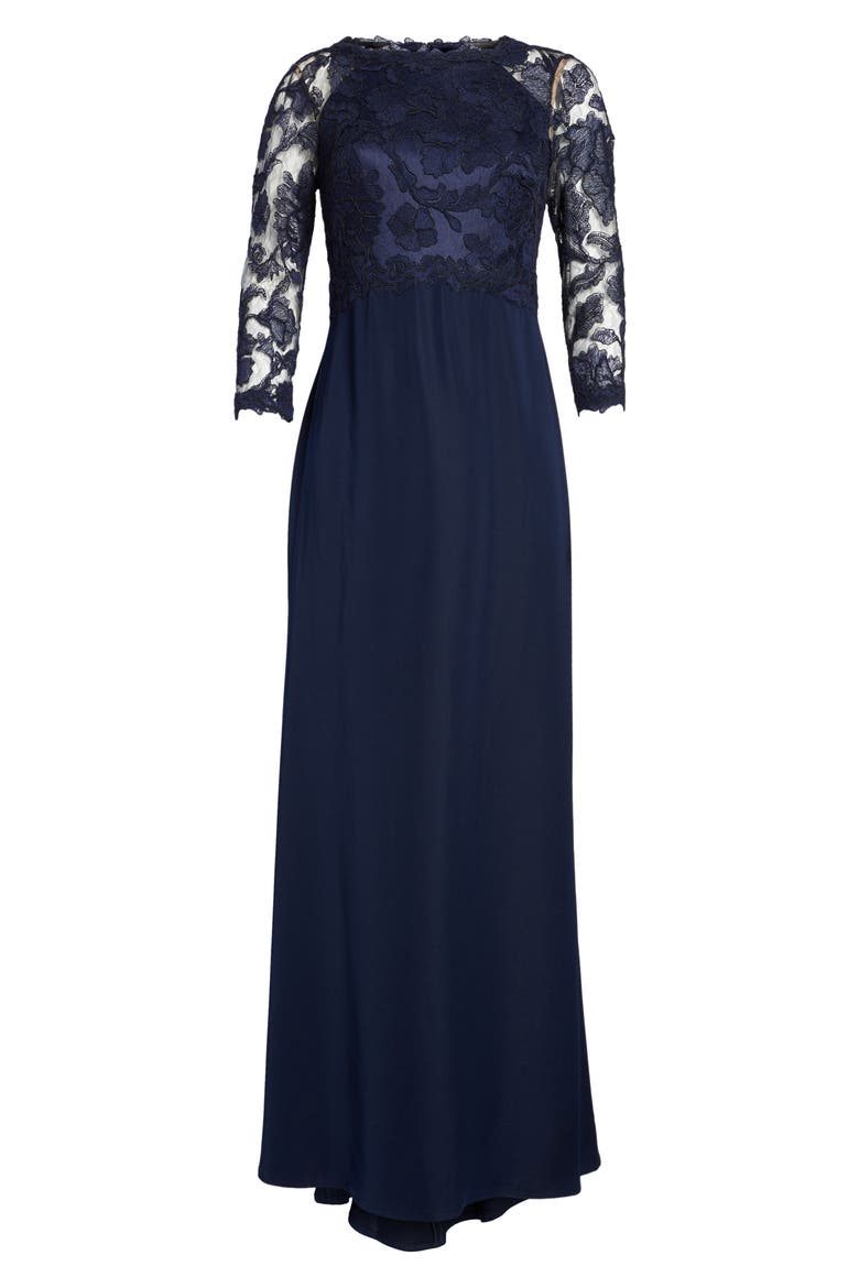 Embroidered Lace Gown, Main, color, ROYAL NAVY