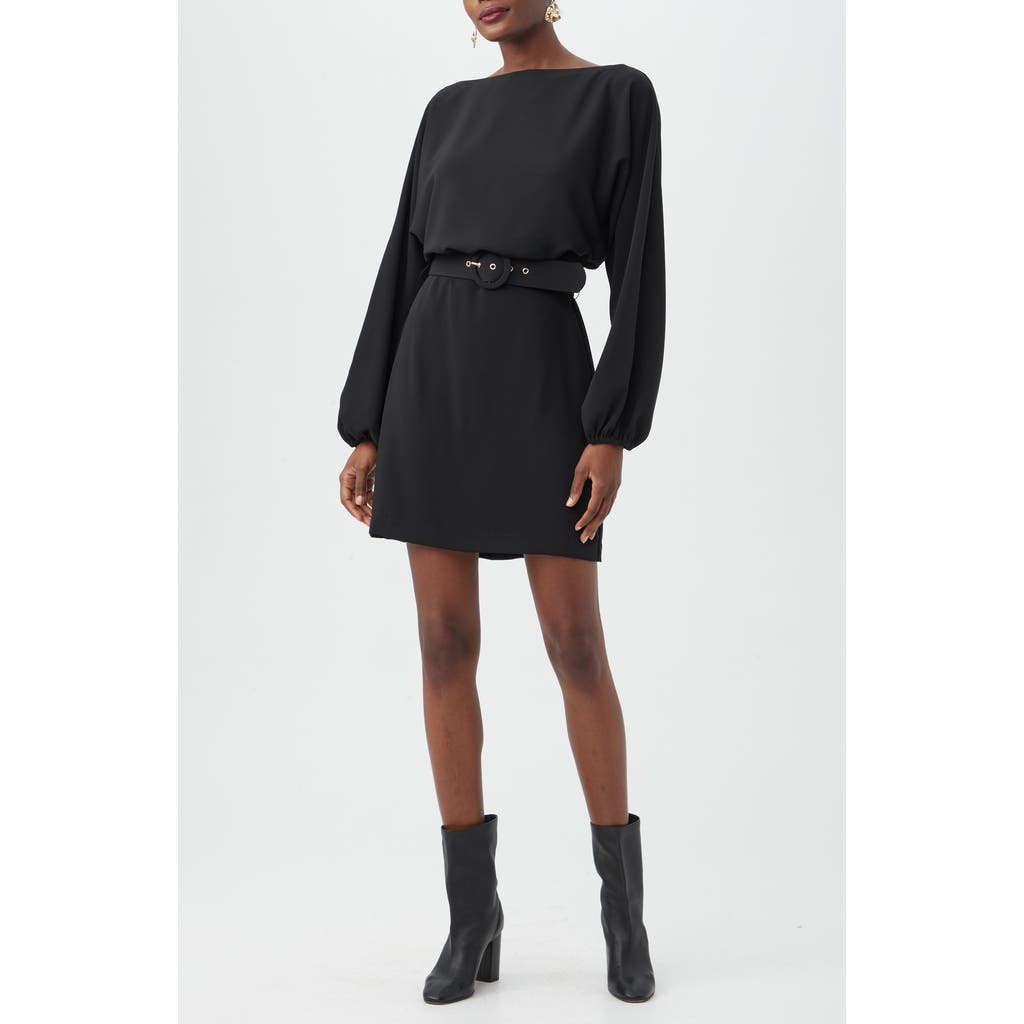Trina Turk Avory Long Sleeve Belted Sheath Minidress In Black