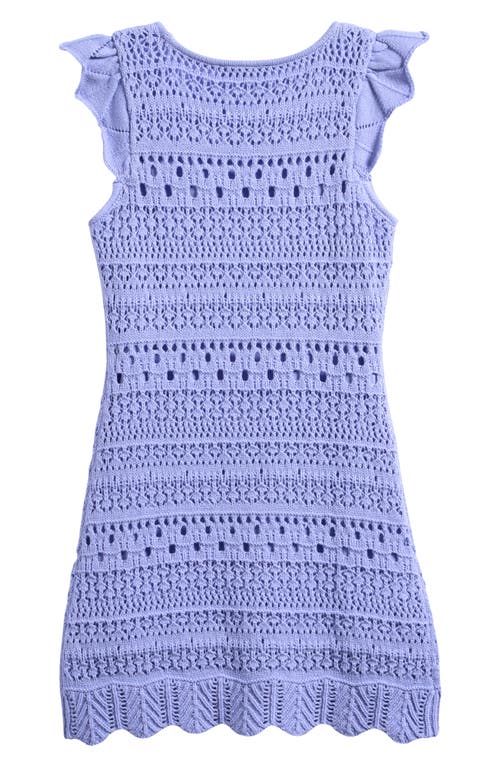 Shop Freshman Kids' Flutter Sleeve Pointelle Dress In Pale Iris