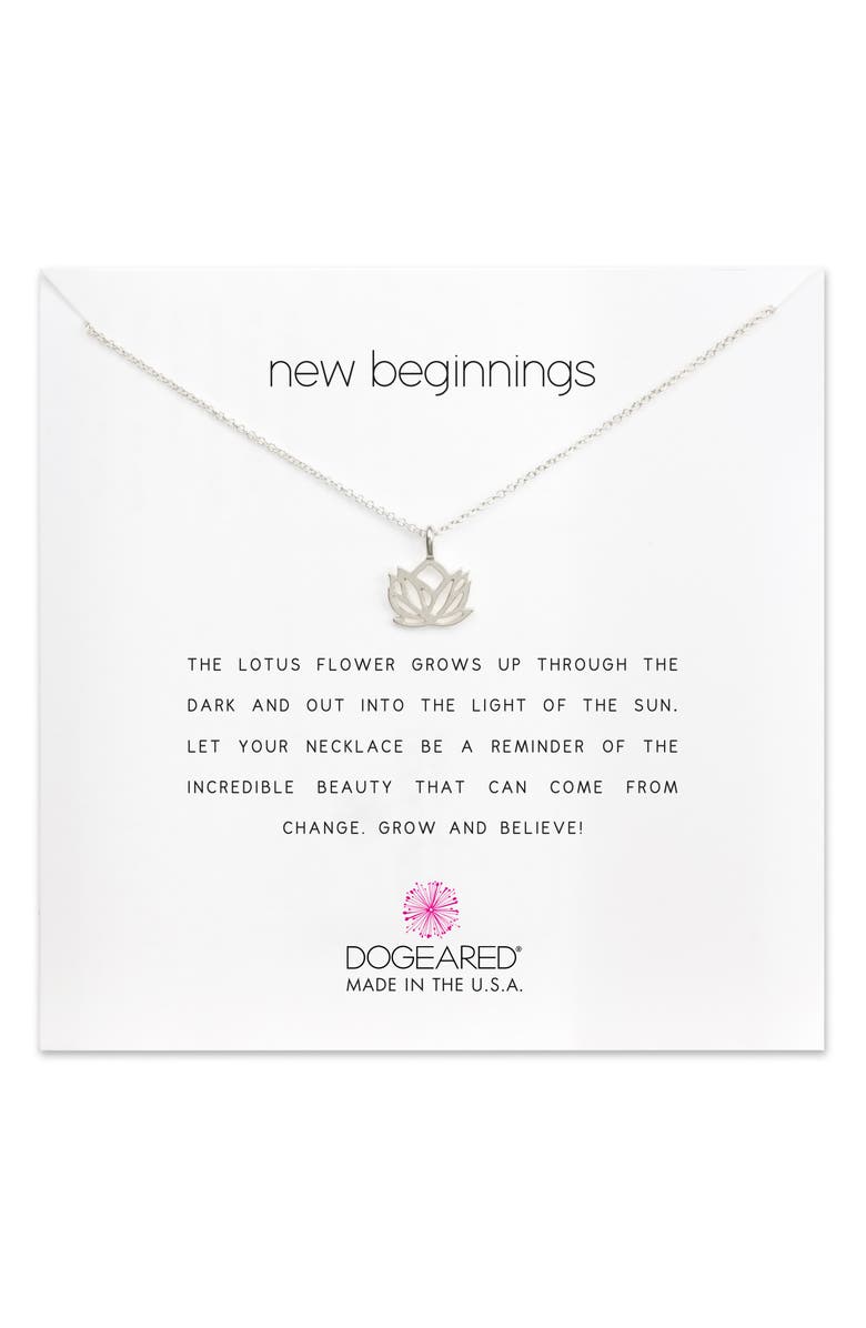 Dogeared Lotus Reminder Pendant Necklace, Alternate, color,