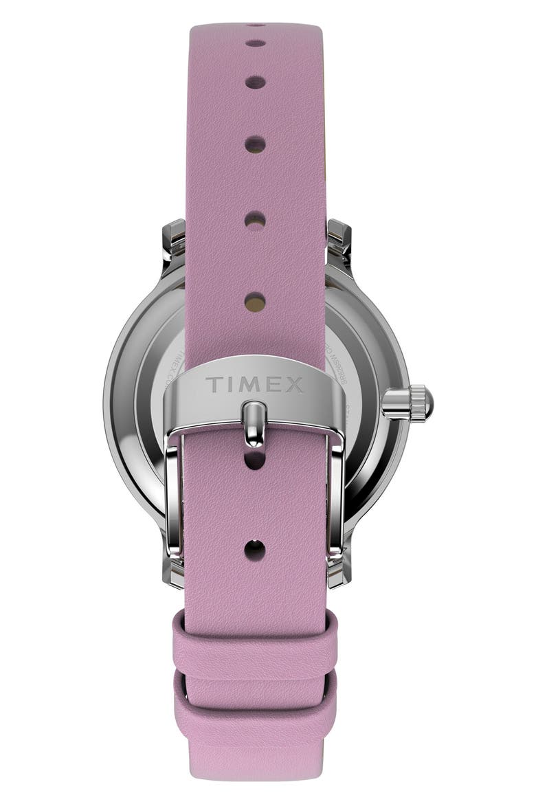 x Peanuts® Transcend Snoopy Hug Leather Strap Watch, 31mm, Alternate, color, SILVER-TONE