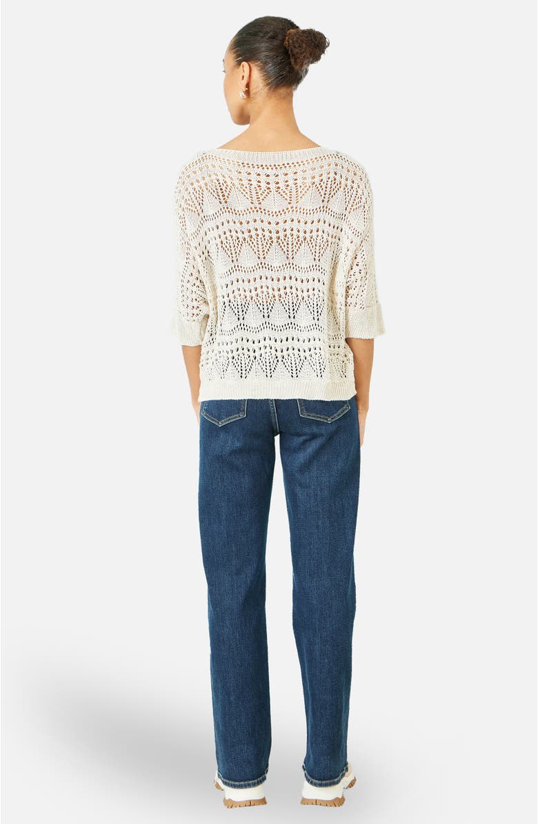 Yumi Cotton Mix Relaxed Fit Pointelle Jumper, Alternate, color, Beige