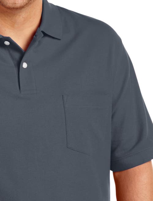 Harbor Bay By Dxl Big & Tall Pocket Piqué Polo Shirt In Blackened Pearl