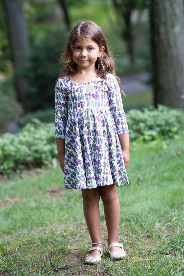 Girls Printed Twirly Dress, Alternate, color, Sneakers