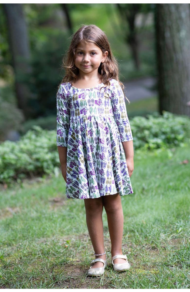 WORTHY THREADS Girls Printed Twirly Dress, Alternate, color, Sneakers