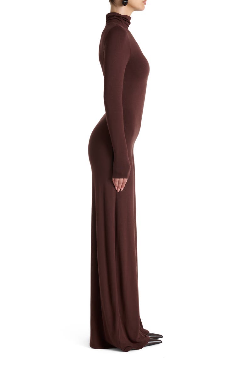 Naked Wardrobe Sculpt Turtleneck Wide Leg Jumpsuit, Alternate, color, Chocolate