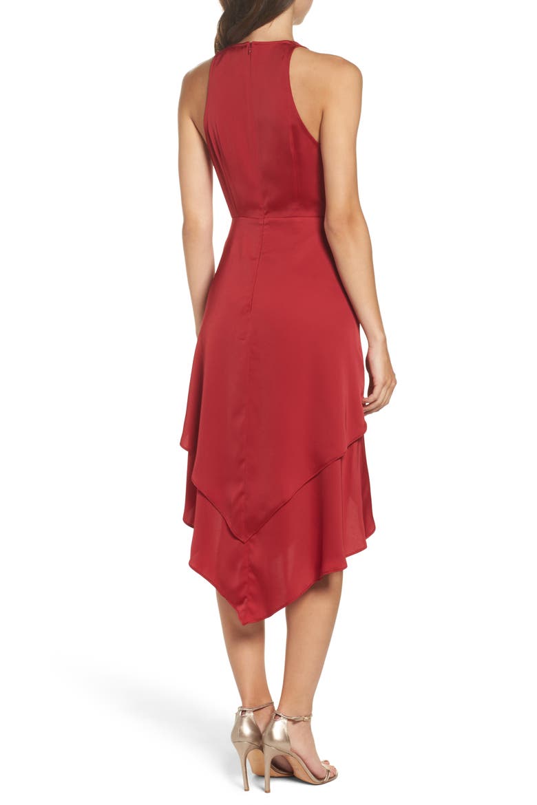 Influential Asymmetrical Tiered Dress, Alternate, color, CRIMSON