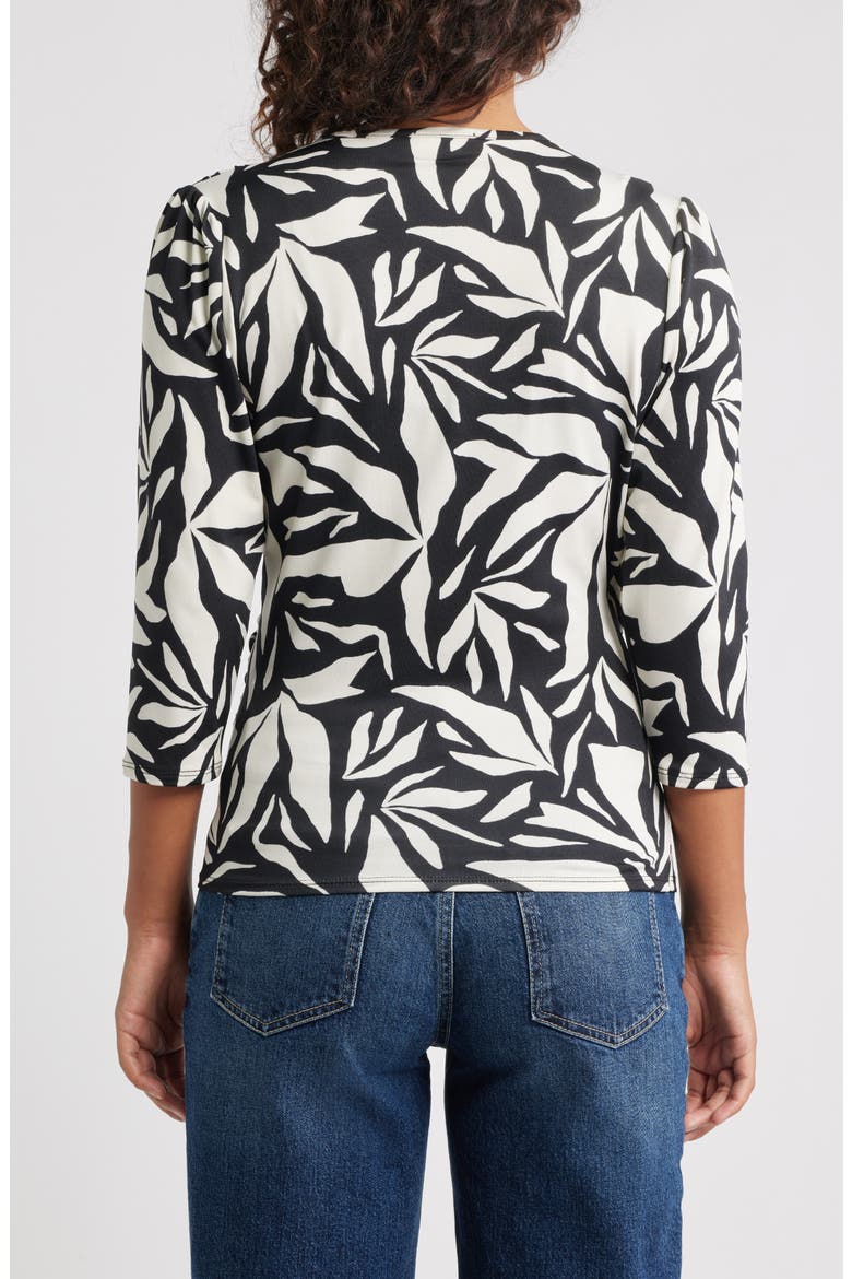 Faux Wrap Top, Alternate, color, BLACK/ IVORY