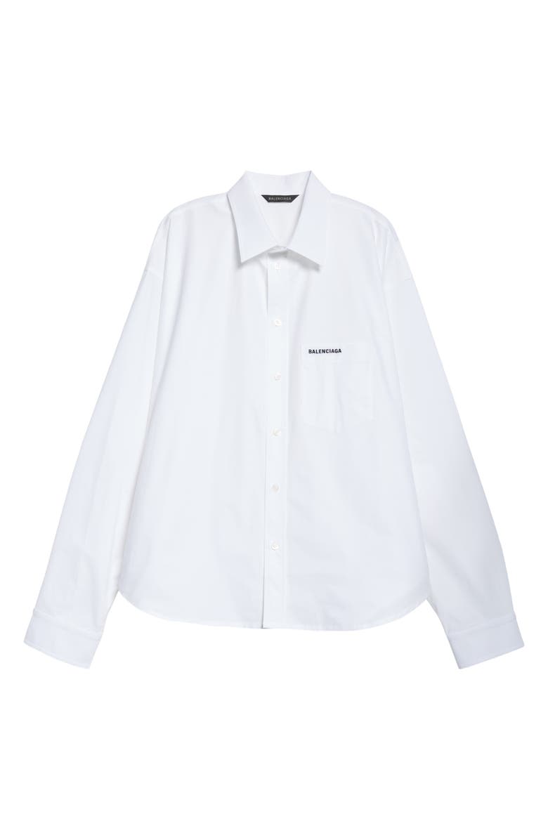 Balenciaga Regular Cotton Button-Up Shirt, Alternate, color, 9000 White