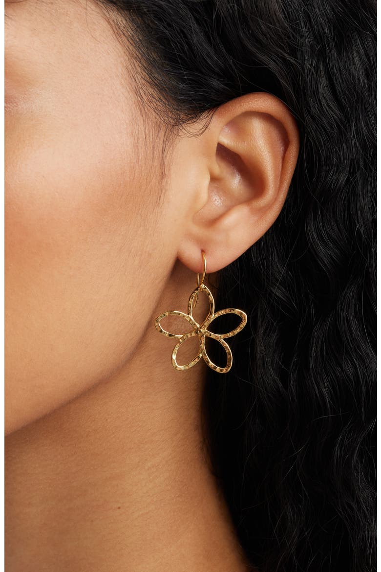 Melia Floral Drop Earrings, Alternate, color, GOLD