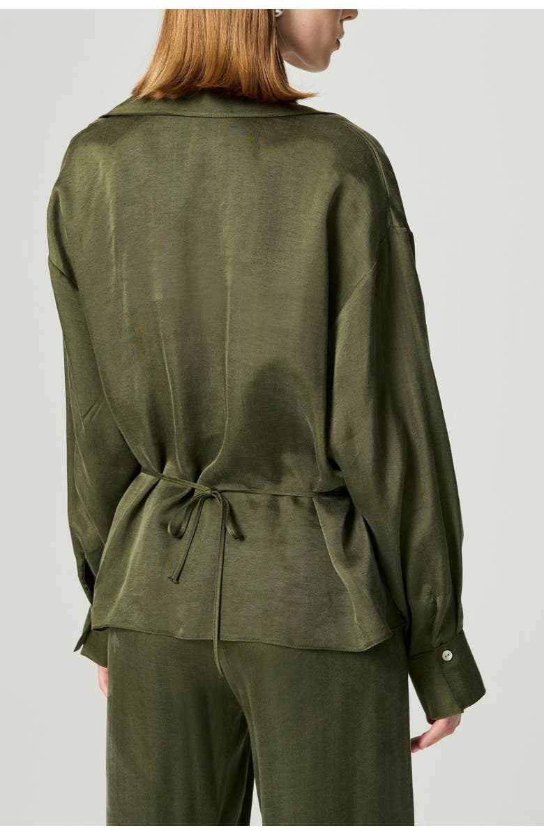Nocturne Logo Buckle Wrap Blouse, Alternate, color, Dark Green