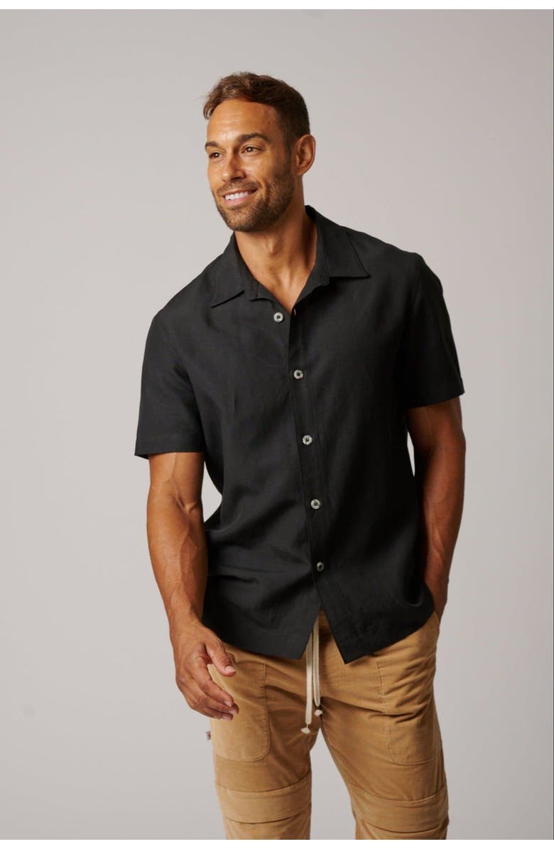 LEISURE LAB Cabana Button Up, Alternate, color, Matte Black