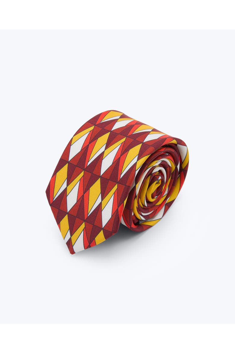 Prism Diamond Printed Silk Tie, Main, color, Crimson