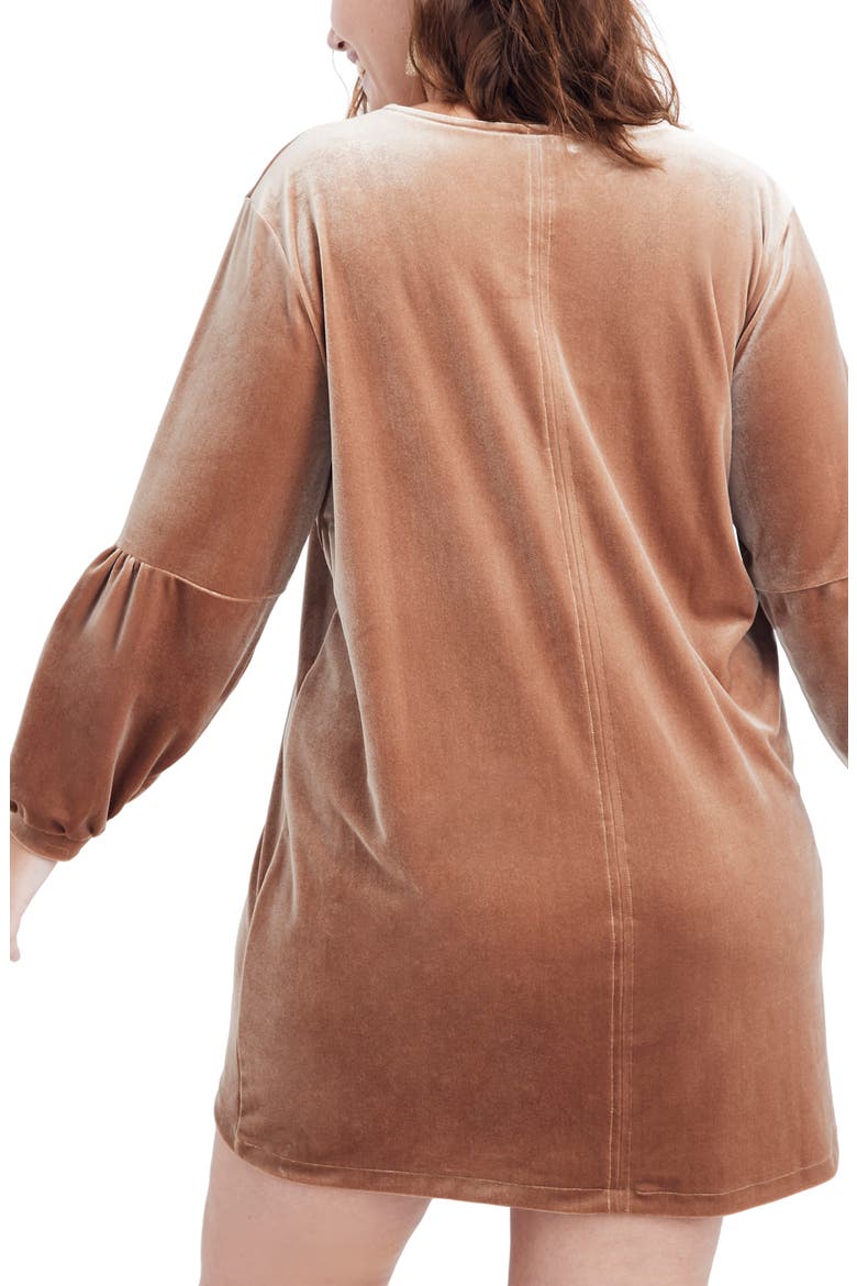 Balloon Sleeve Velvet Dress, Alternate, color, BURNT SIENNA