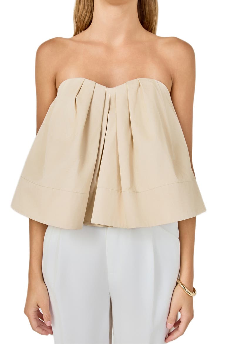 Strapless Pintuck Sweetheart Neck Top, Alternate, color, BEIGE