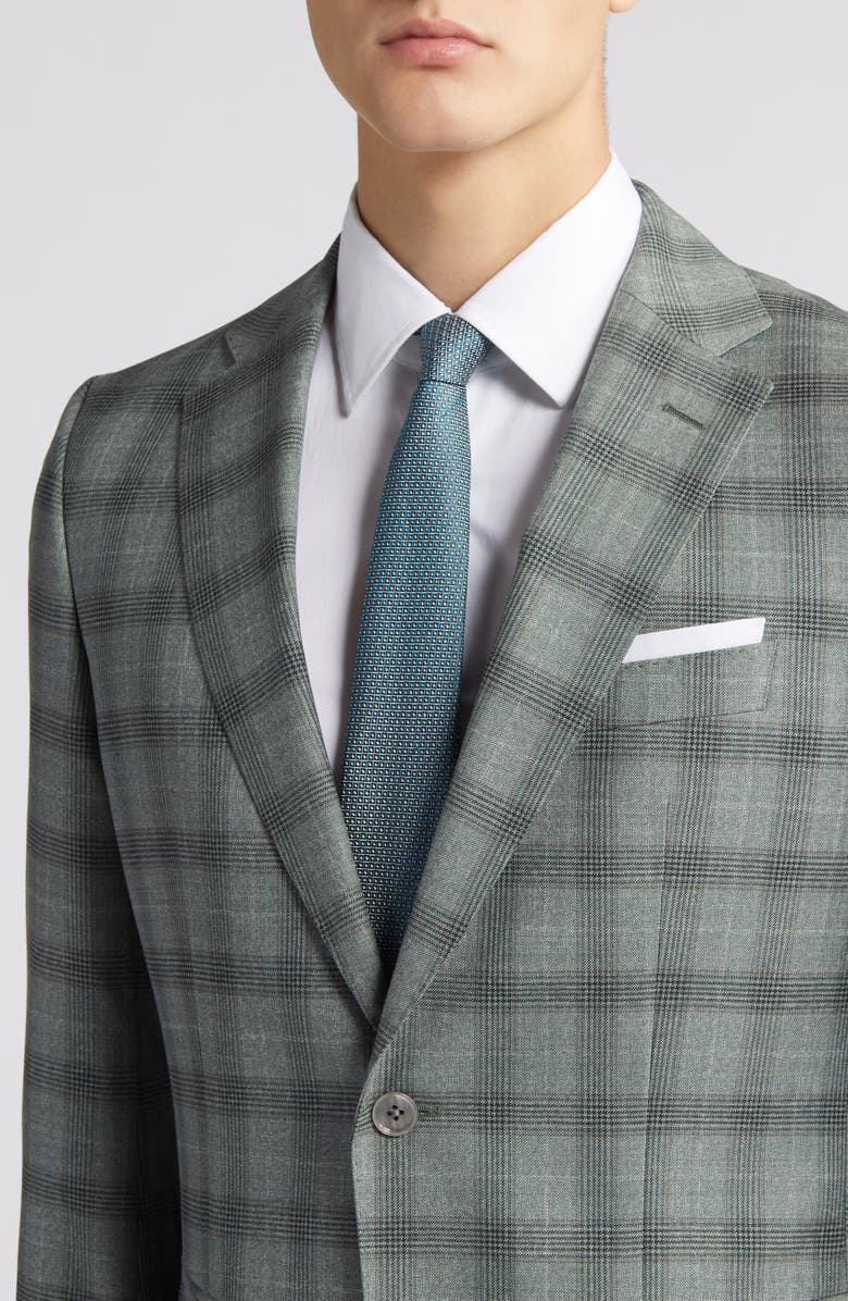 BOSS Hutson Plaid Virgin Wool Sport Coat, Alternate, color, Open Green