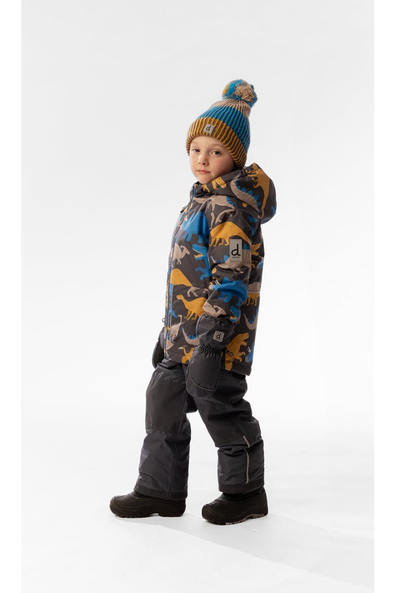 Dinosaur Chill Lightweight Jacket & Foot Strap Pants Two Piece Snowsuit, Alternate, color, Grey and Blue Dinosaur Print