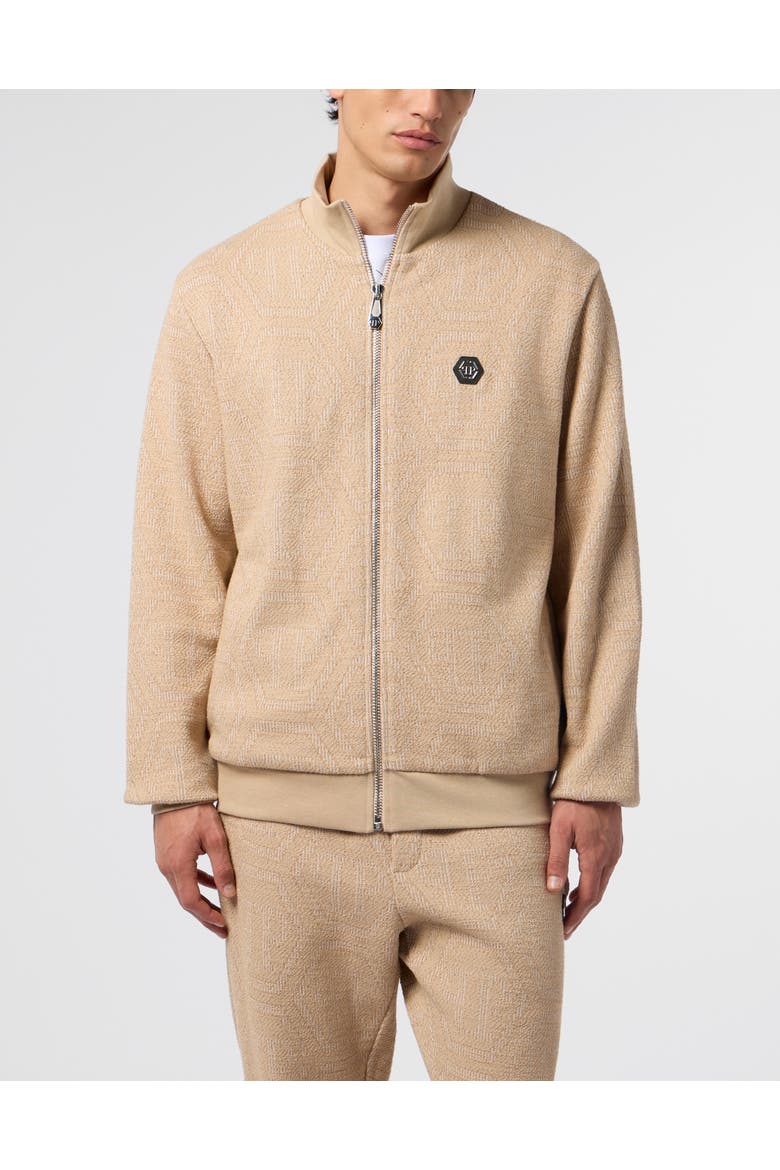 Jacquard Tracksuit Jacket Monogram Men, Main, color, beige