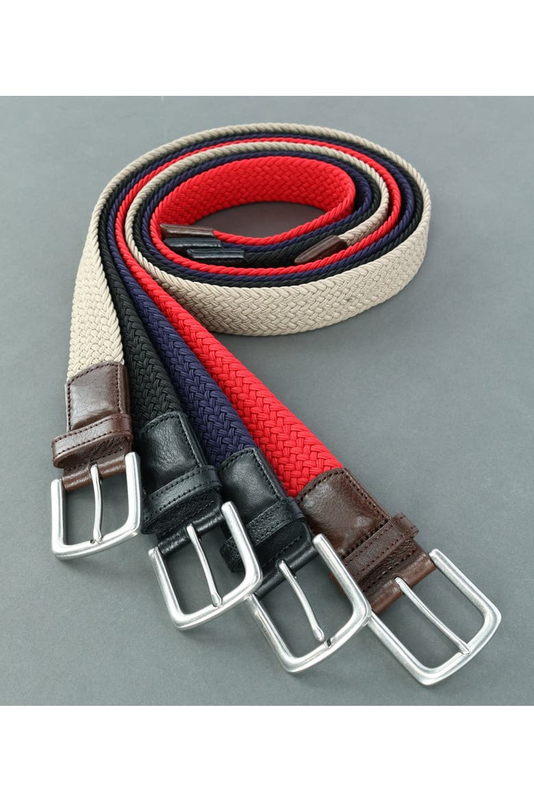 Riverside Solid Stretch Weave Belt, Alternate, color, Khaki