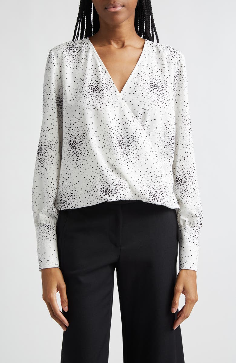 Emporio Armani Surplice Paint Splatter Top, Main, color, Polka Dot