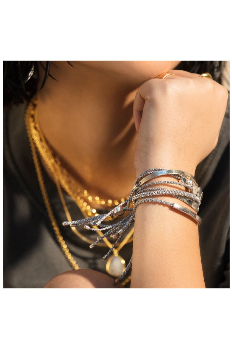 Engravable Linear Bar Friendship Bracelet, Alternate, color, SILVER/ SILVER METALLICA