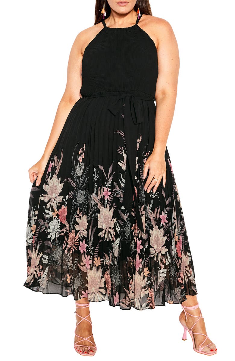 City Chic Rebecca Floral Belted Maxi Dress, Main, color, 