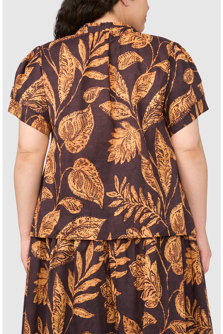 Print Puff Sleeve Top, Alternate, color, RUM RAISIN