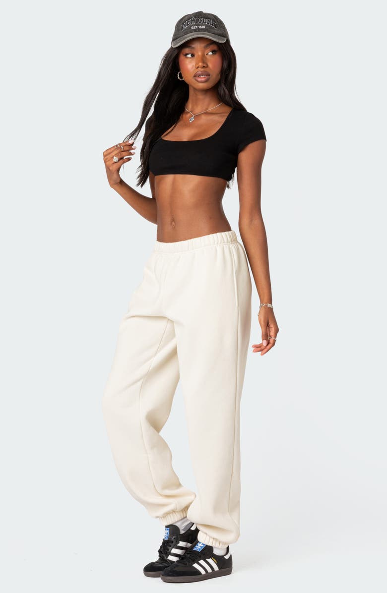 EDIKTED Clark Oversize Cotton Blend Sweatpants, Alternate, color, Cream