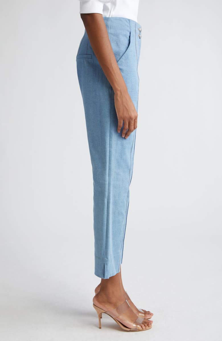 Veronica Beard Kean Pintuck Denim Flare Leg Pants, Alternate, color, 