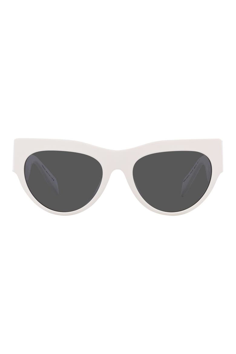 56mm Cat Eye Sunglasses, Main, color, WHITE