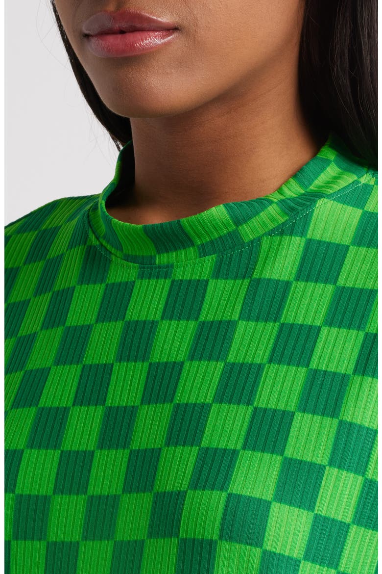 Lex Ribbed Oversize T-Shirt & High Waist Crop Pants Set, Alternate, color, LUCKY GREEN CHECK