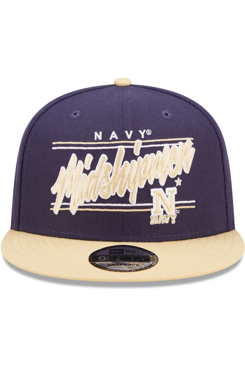 Men's New Era Navy/Gold Navy Midshipmen Team Script 9FIFTY Snapback Hat, Alternate, color, Navy