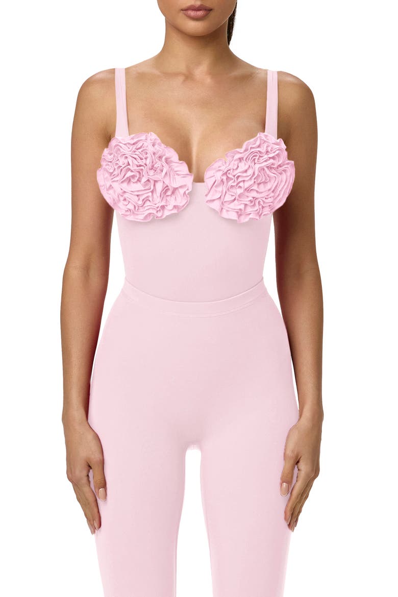 Rosette Bust Bodysuit, Main, color, COTTON CANDY
