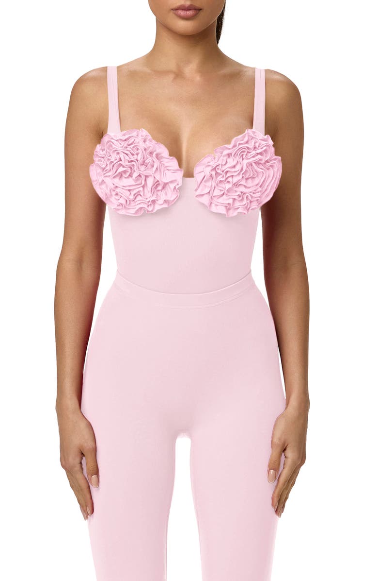 Naked Wardrobe Rosette Bust Bodysuit, Main, color, Cotton Candy