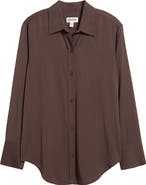 Open Edit Relaxed Fit Long Sleeve Button-Up Shirt