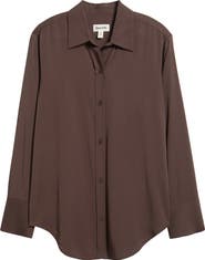 Open Edit Relaxed Fit Long Sleeve Button-Up Shirt