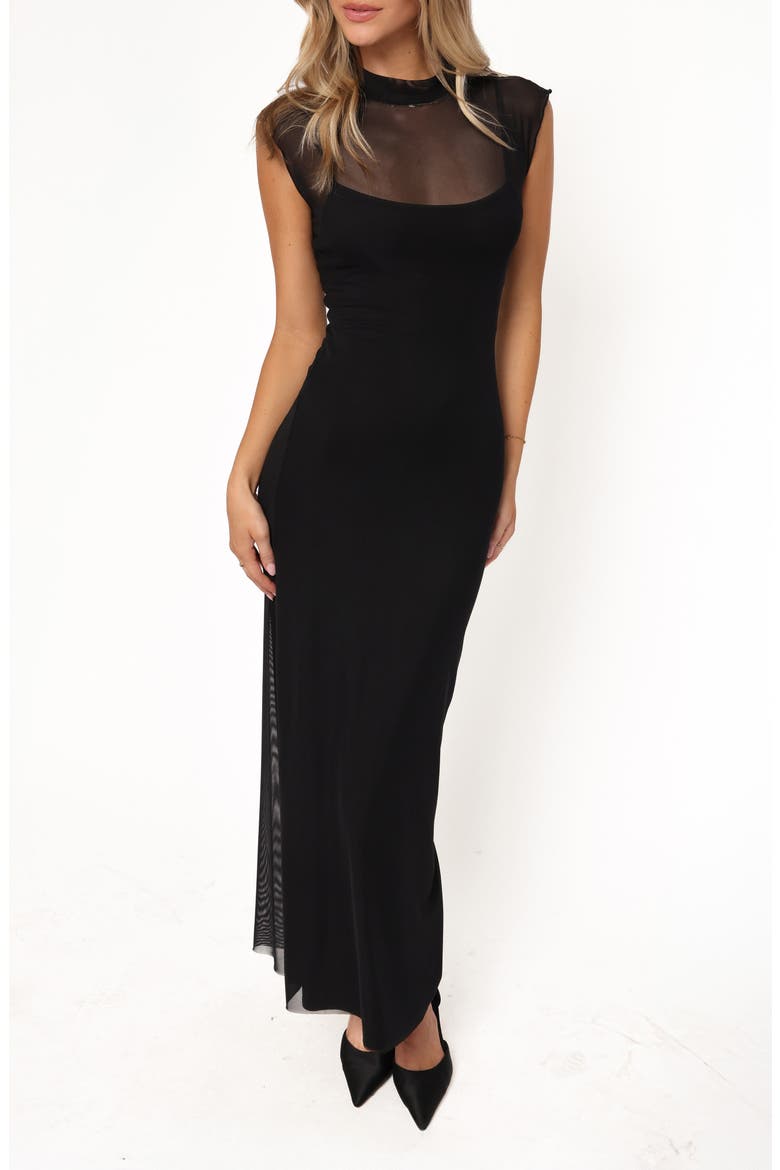 Charice Mock Neck Maxi Dress, Main, color, BLACK