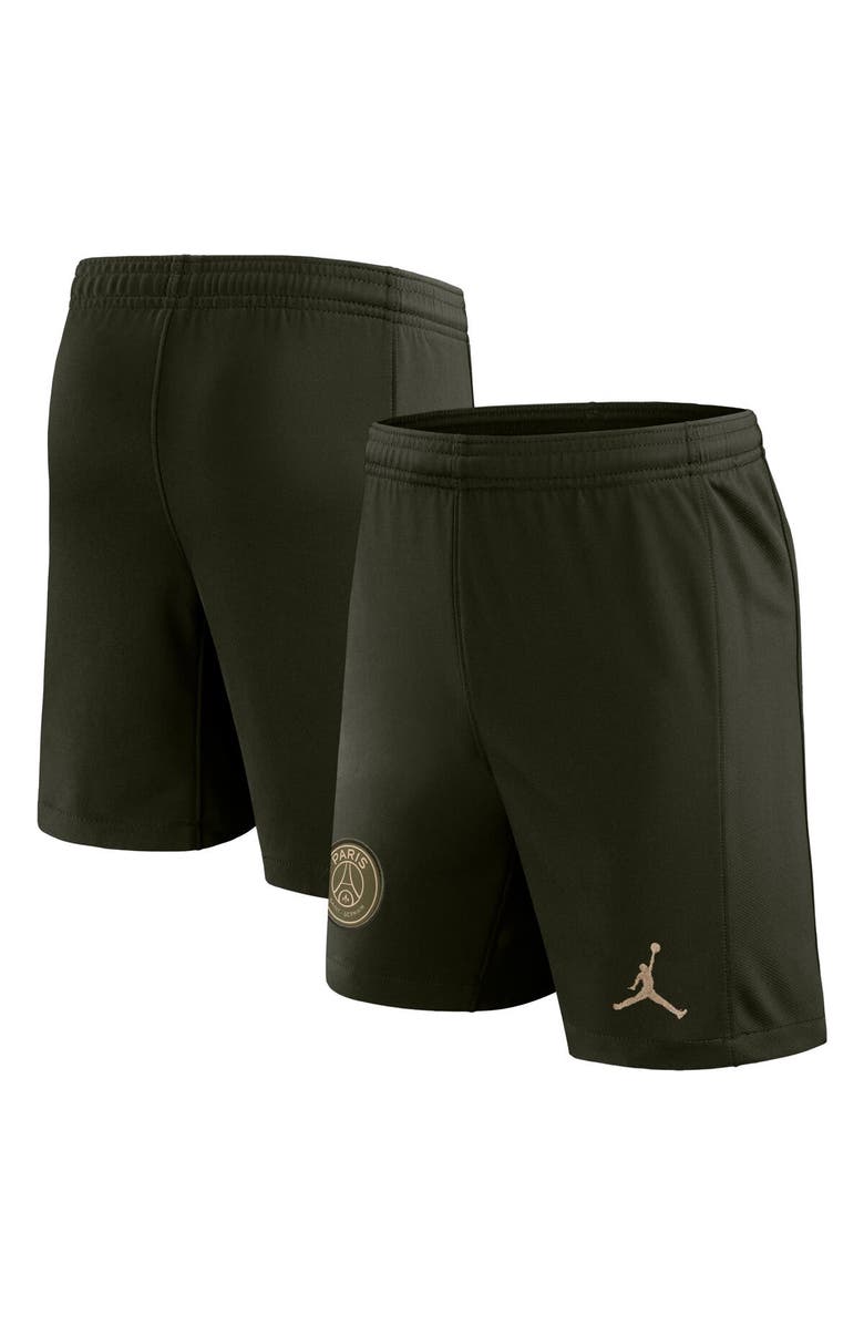 Jordan Brand Youth Jordan Brand Olive Paris Saint-Germain 2023/24 Fourth Stadium Shorts, Alternate, color,