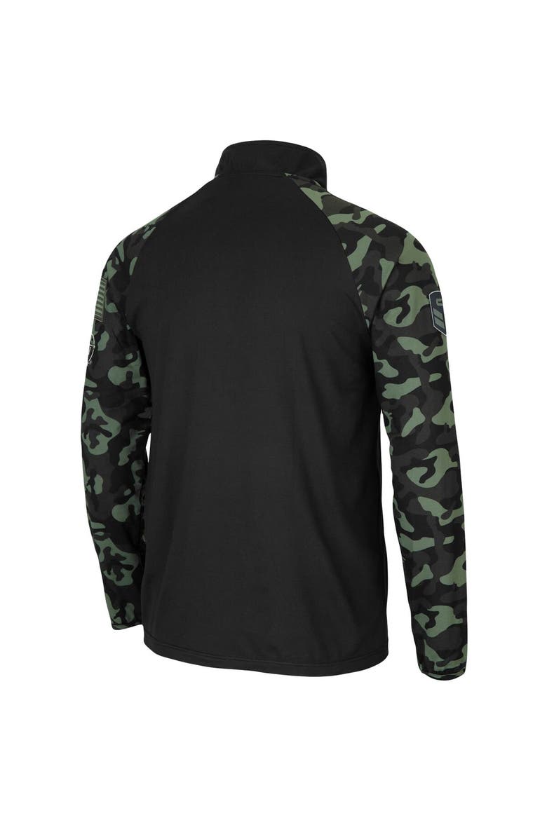 Men's Colosseum Black Nebraska Huskers OHT Military Appreciation Take Flight Raglan Quarter-Zip Jacket, Alternate, color, Black