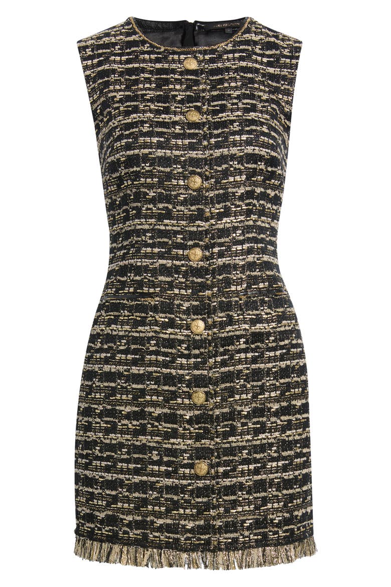 Gillian Sleeveless Tweed Dress, Main, color, BLACK MULTI