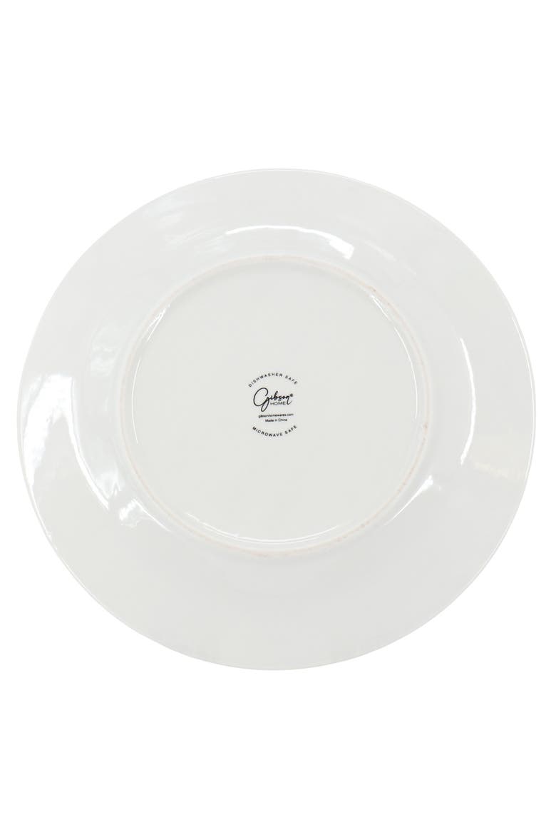 Green Loops 12 Piece Round Fine Ceramic Dinnerware Set, Alternate, color, White