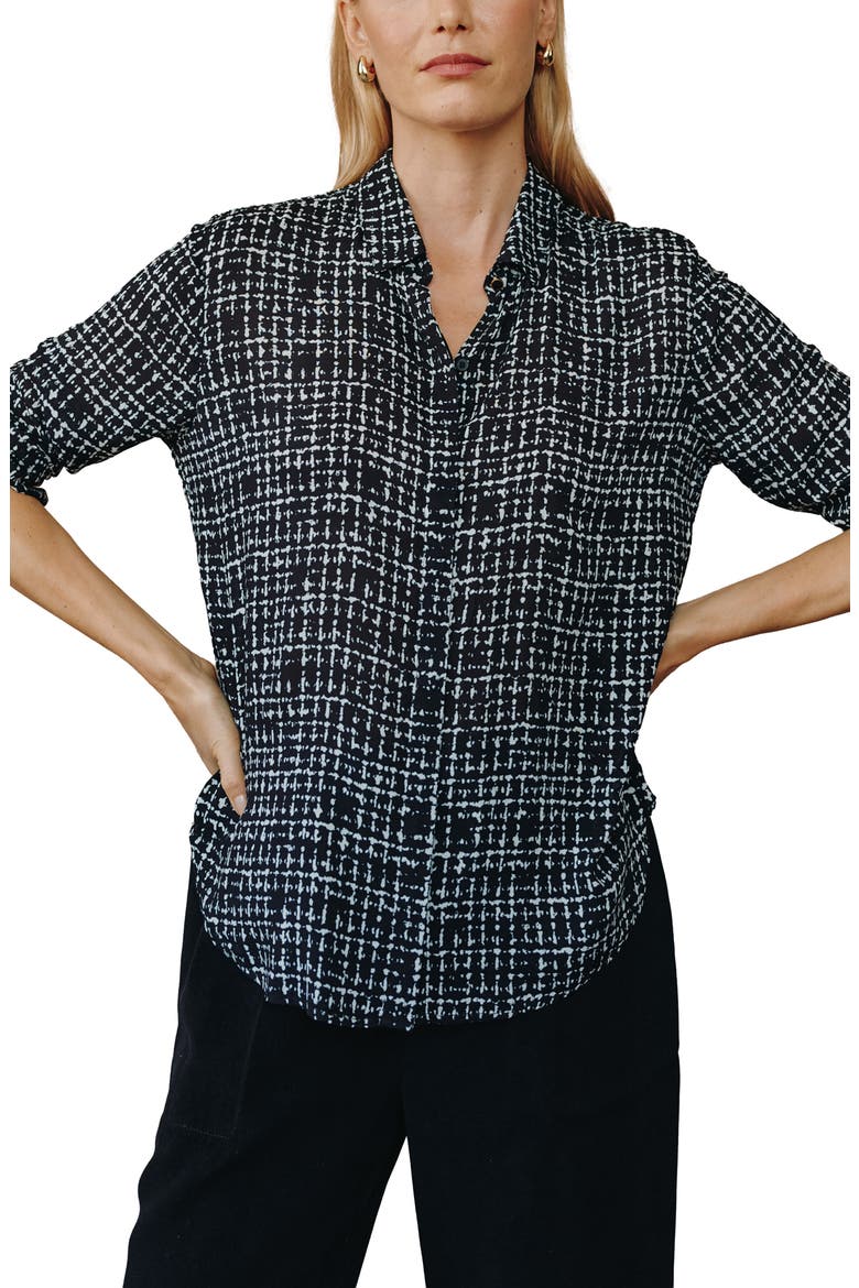 Grid Print Woven Button-Up Shirt, Alternate, color, GRID PRINT