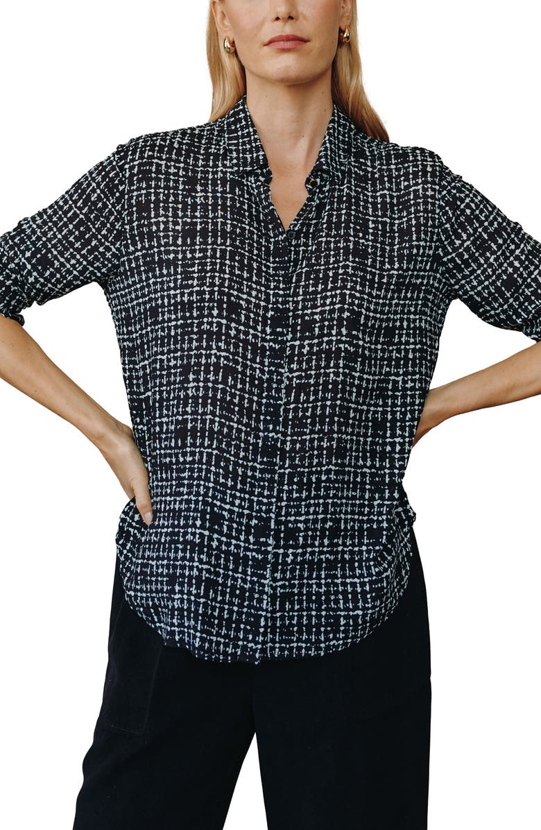 Bella Dahl Grid Print Woven Button-Up Shirt, Alternate, color, Grid Print
