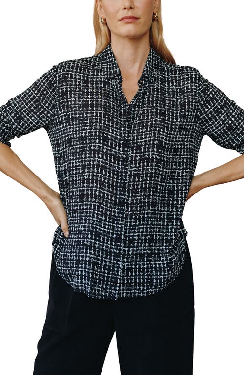 Bella Dahl Grid Print Woven Button-up Shirt In Black