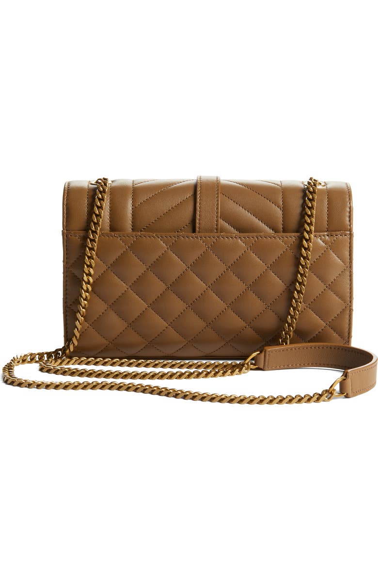 Saint Laurent Small Envelope Chain Strap Leather Shoulder Bag, Alternate, color, Dark Cork