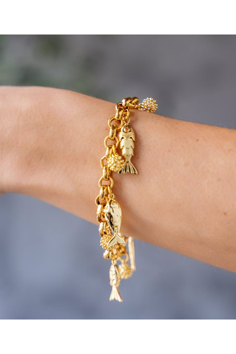 Fish Charm Bracelet, Alternate, color, Gold
