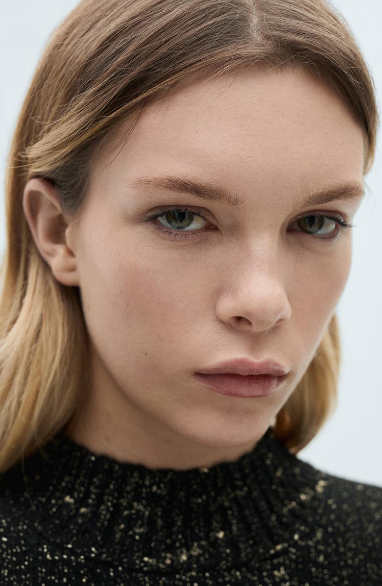 MANGO Metallic Mock Neck Sweater, Alternate, color, 